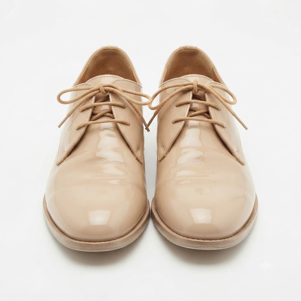 Lloyd Taupe Patent Leather Oxford Shoes Made in Romania